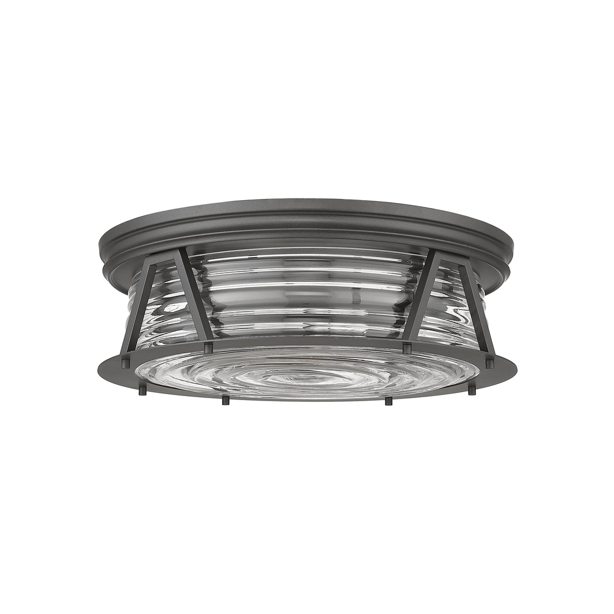 Bronze Ribbed Glass Flush Mount