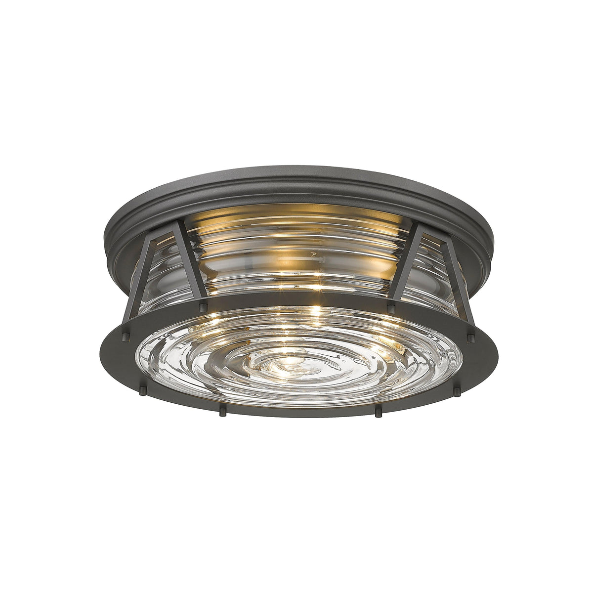 Bronze Ribbed Glass Flush Mount