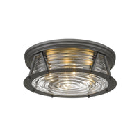 Bronze Ribbed Glass Flush Mount