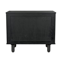 Brook 2 Door Black & Sea Grass Sideboard, solid mahogany with natural sea grass, classic design.
