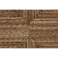 Close-up of natural sea grass weaving with a cross pattern, showing texture and warm brown tones.