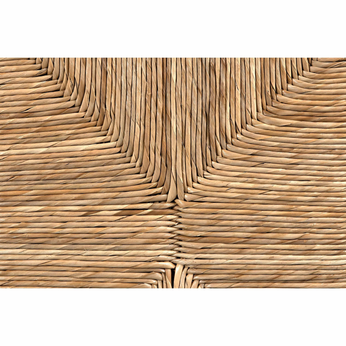 Close-up of natural sea grass weaving, showing horizontal and vertical patterns.
