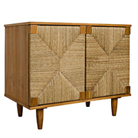 Brook Teak & Sea Grass 2 Door Sideboard with natural woven doors and solid mahogany frame.