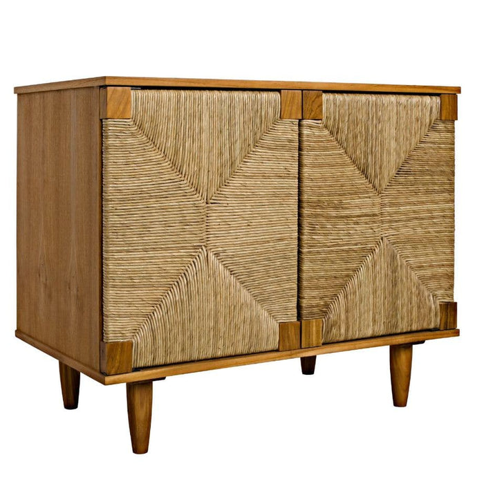Brook Teak & Sea Grass 2 Door Sideboard with natural woven doors and solid mahogany frame.