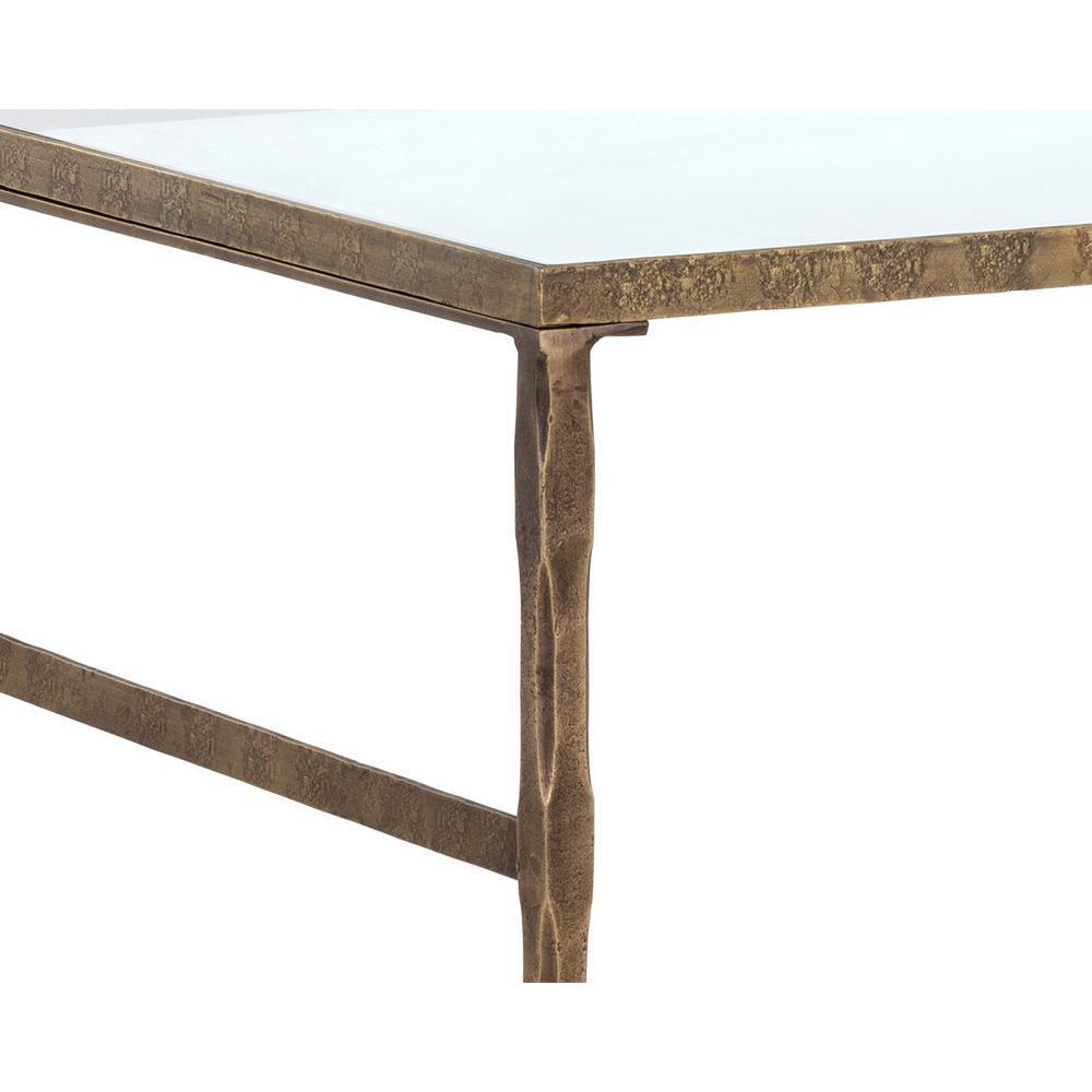 Bruna Antique Brass & Glass Desk - Desk Surface Detail | Bone & Brass