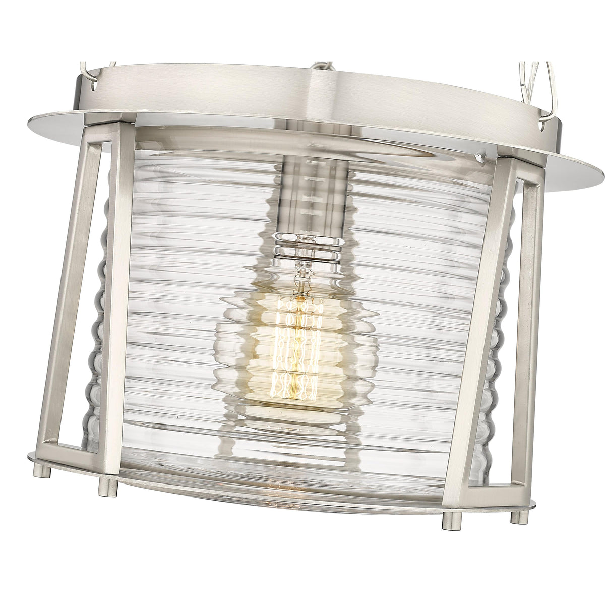 Brushed Nickel Cape Harbor Glass Pendant