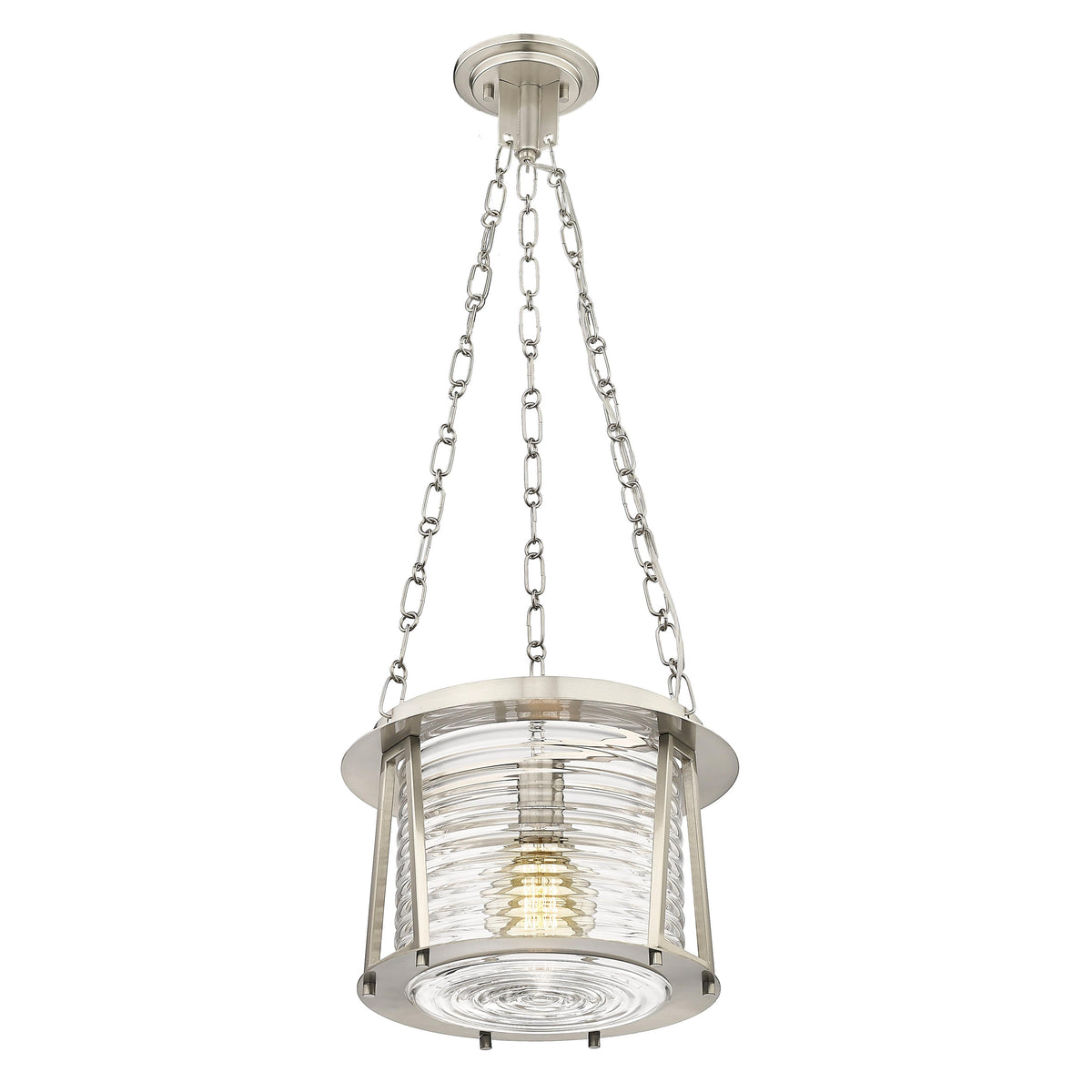 Brushed Nickel Cape Harbor Glass Pendant