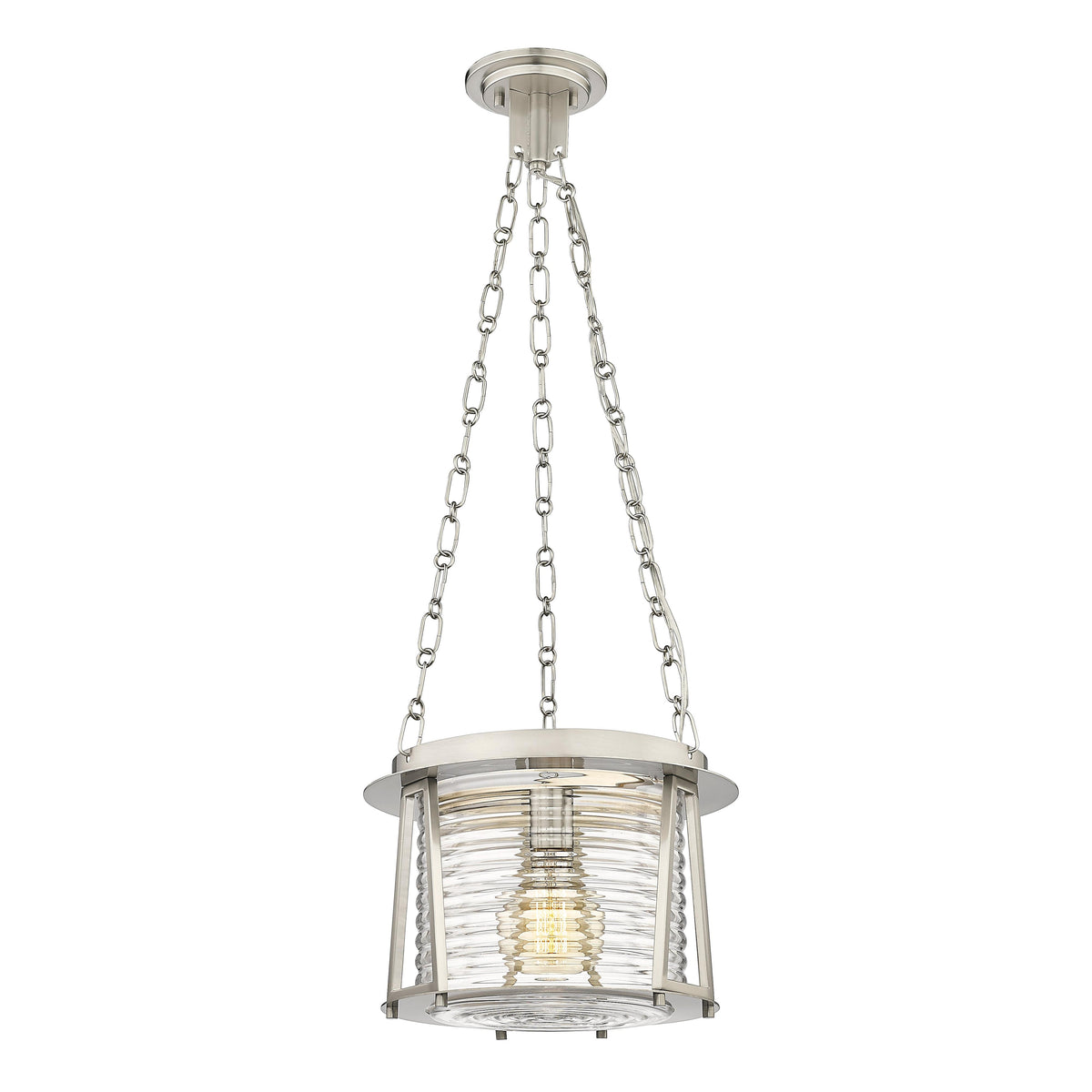 Brushed Nickel Cape Harbor Glass Pendant