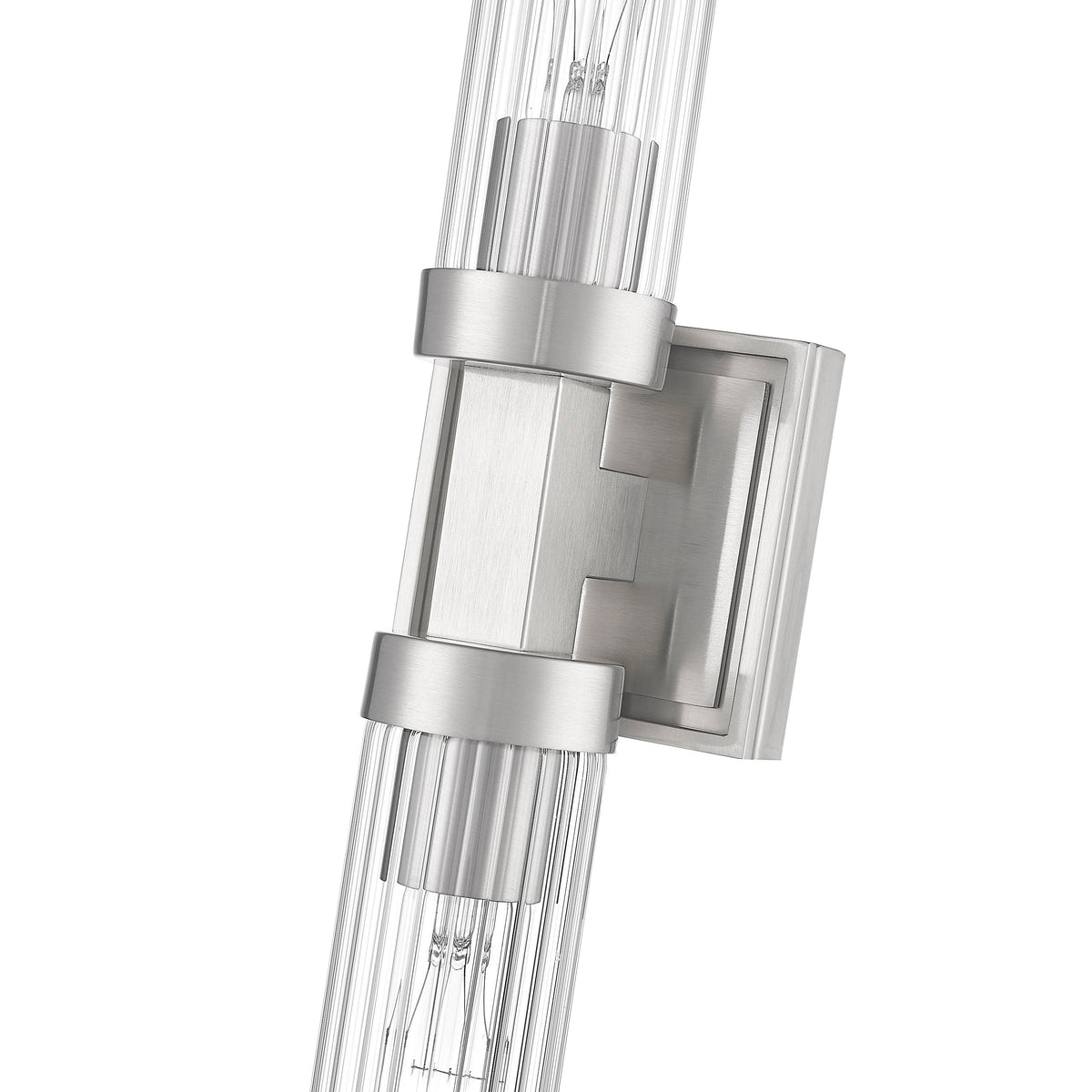 Brushed Nickel Fluted Glass Wall Sconce