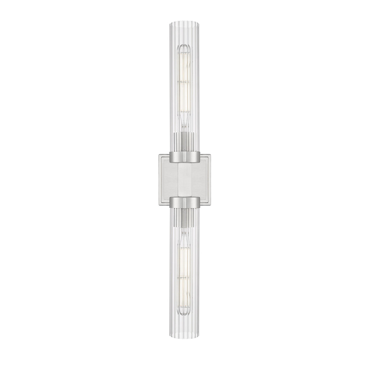 Brushed Nickel Fluted Glass Wall Sconce