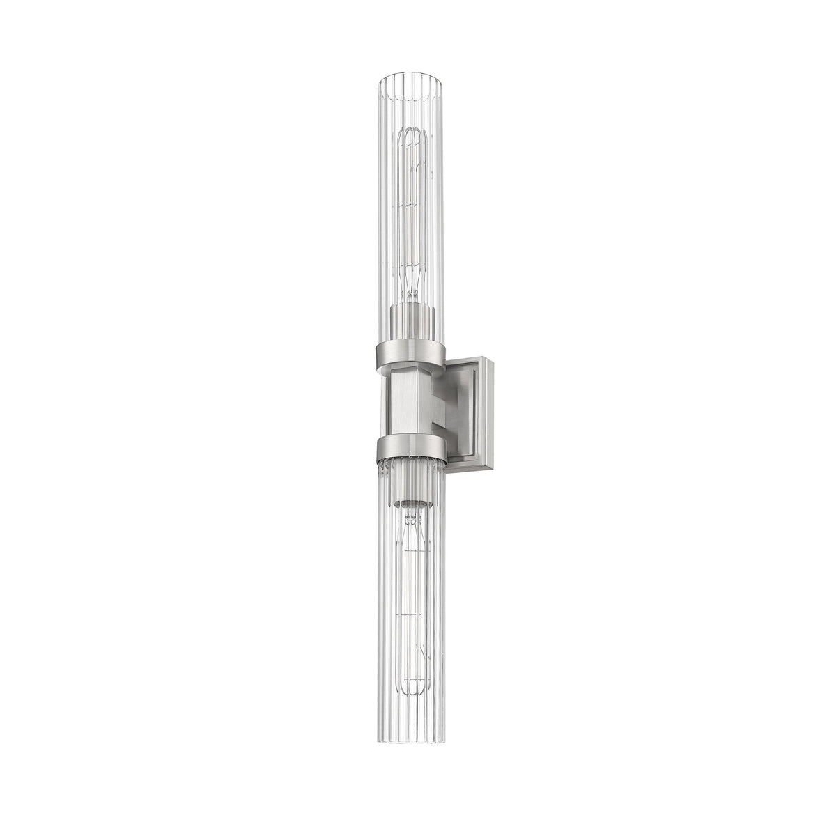 Brushed Nickel Fluted Glass Wall Sconce