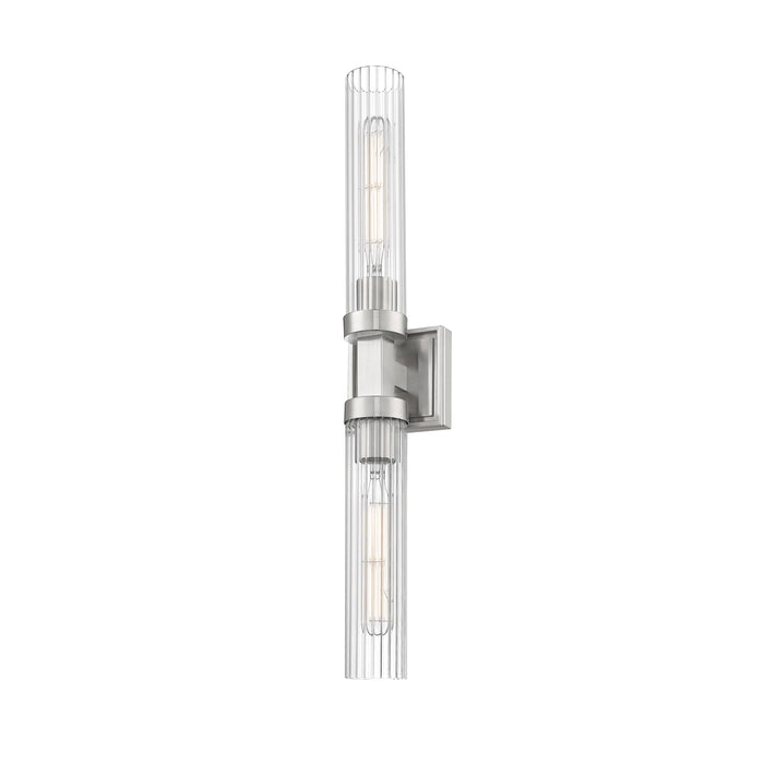 Brushed Nickel Fluted Glass Wall Sconce