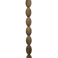 Buoy floor lamp with stacked birch wood spheres and a natural linen drum shade.