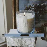 Spa Day Soy Candle - Blue Tinted Glass Jar - 12 oz - Candle Detail | Bone & Brass