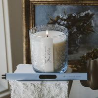 Stress Relief Soy Candle - Blue Tinted Glass Jar - 12 oz - Candle Label Detail | Bone & Brass