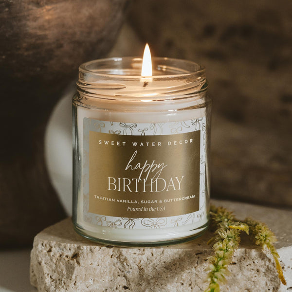 Happy Birthday Soy Candle - Clear Patterned Jar - 9 oz