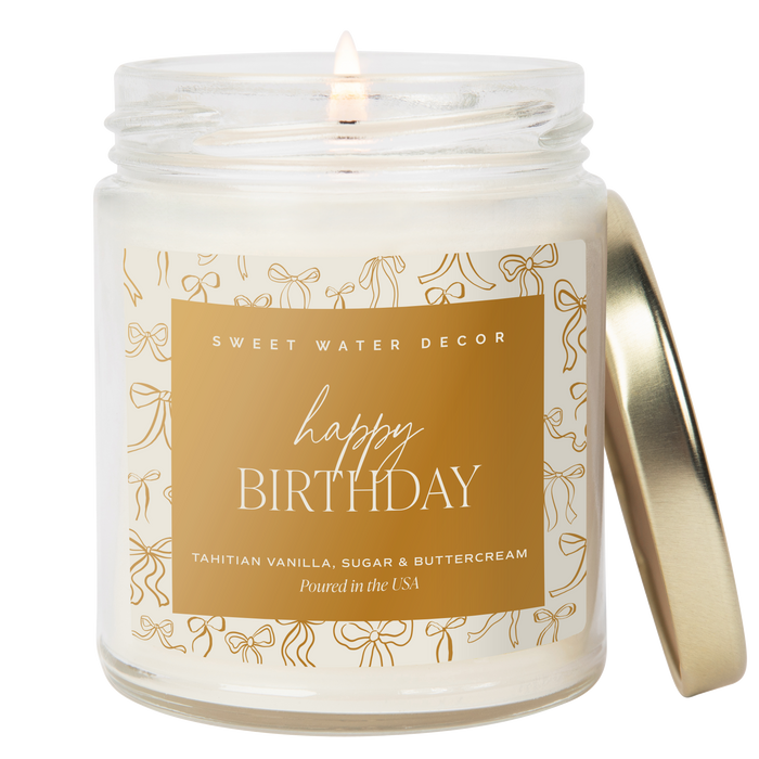 Happy Birthday Soy Candle - Clear Patterned Jar - 9 oz