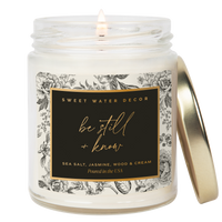 Be Still and Know Soy Candle - Clear Patterned Jar - 9 oz