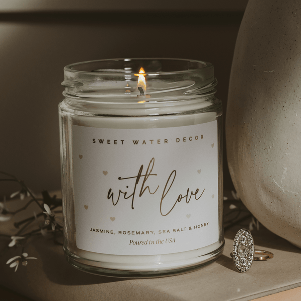 With Love Soy Patterned Candle - Clear Jar - 9 oz