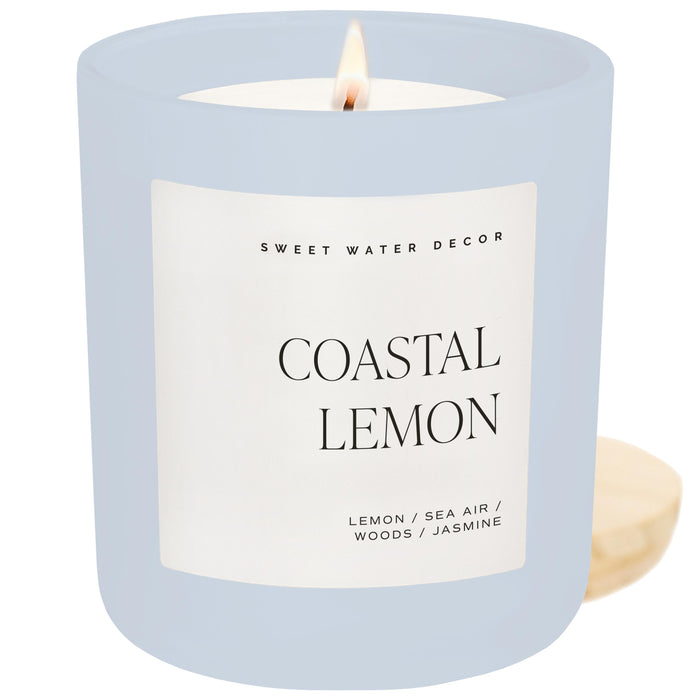Coastal Lemon Soy Candle - Blue Matte Jar - 15 oz