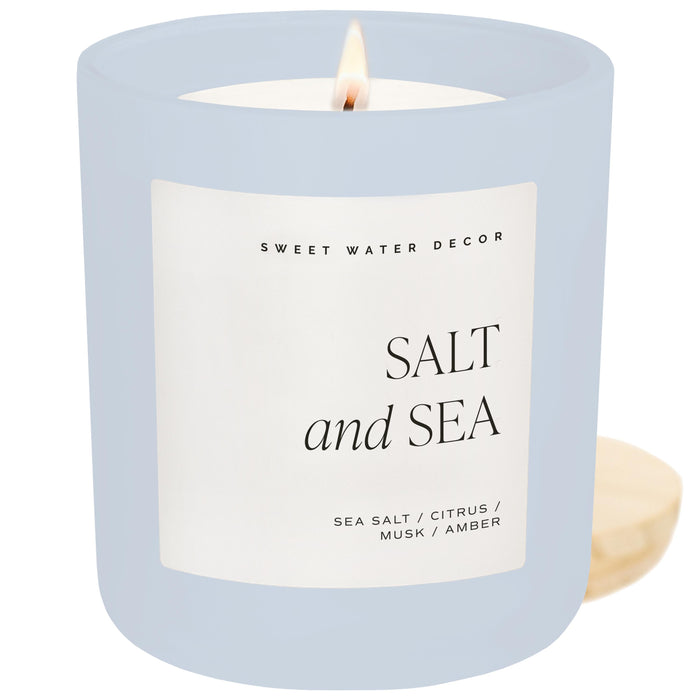 Salt Sea Soy Candle - Blue Matte Jar - 15 oz
