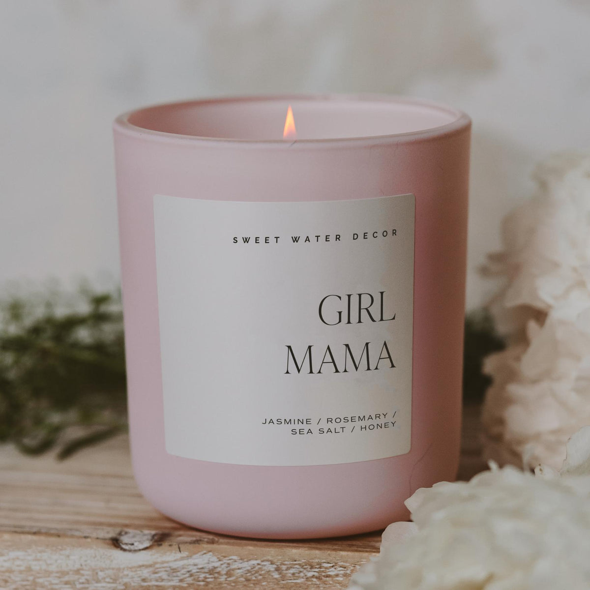 Girl Mama Soy Candle - Pink Matte Jar - 15 oz - Candle Detail | Bone & Brass