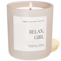Relax Girl Soy Candle - Tan Matte Jar - 15 oz (Relaxation)