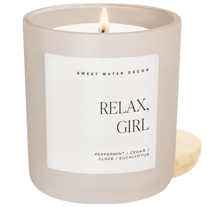 Relax Girl Soy Candle - Tan Matte Jar - 15 oz (Relaxation)