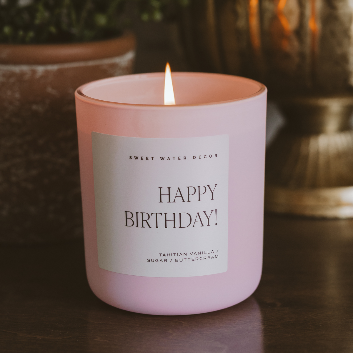 Happy Birthday Soy Candle - Pink Matte Jar - 15 oz