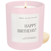 Happy Birthday Soy Candle - Pink Matte Jar - 15 oz