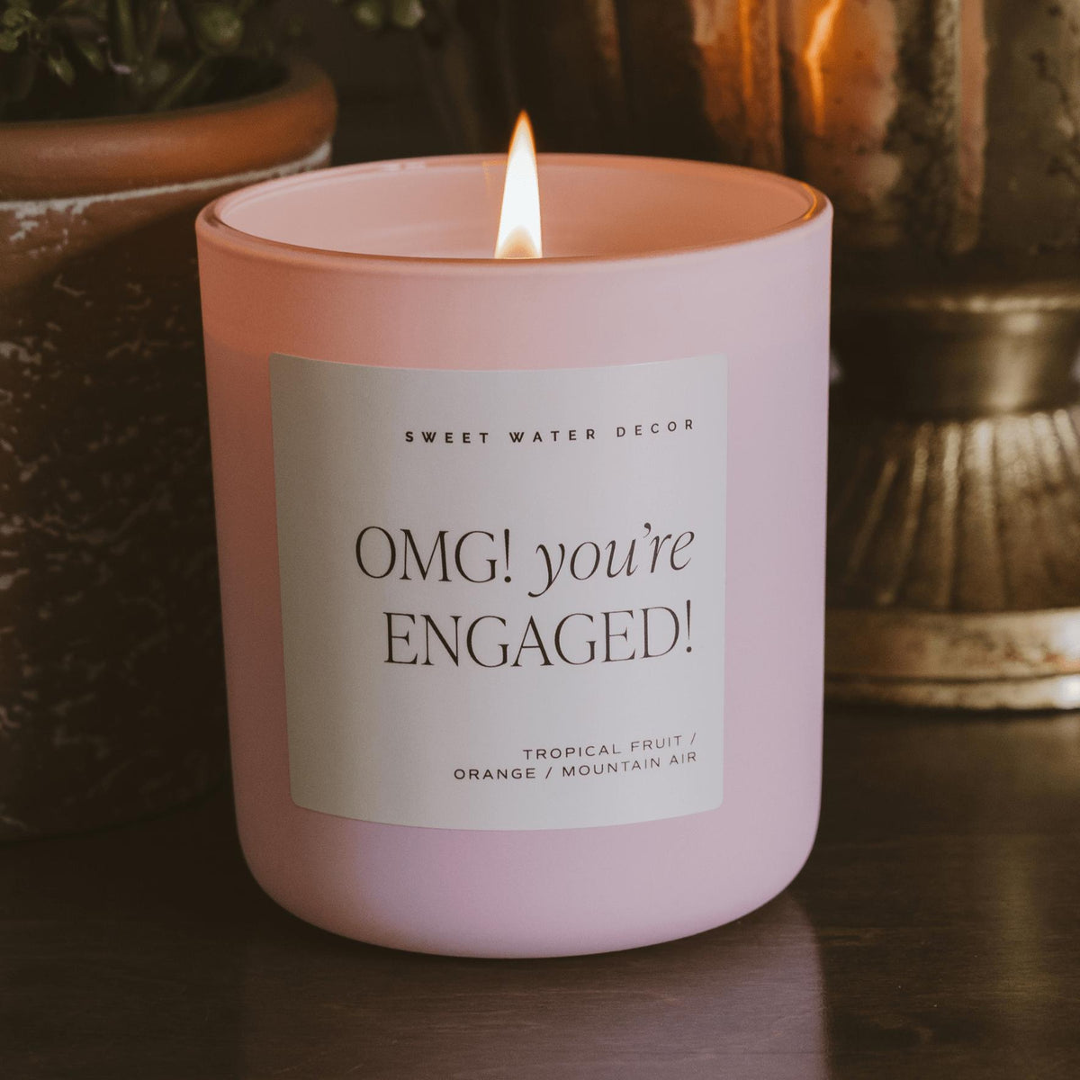 Omg! You're Engaged! Soy Candle - Pink Matte Jar - 15 oz - Candle Detail | Bone & Brass