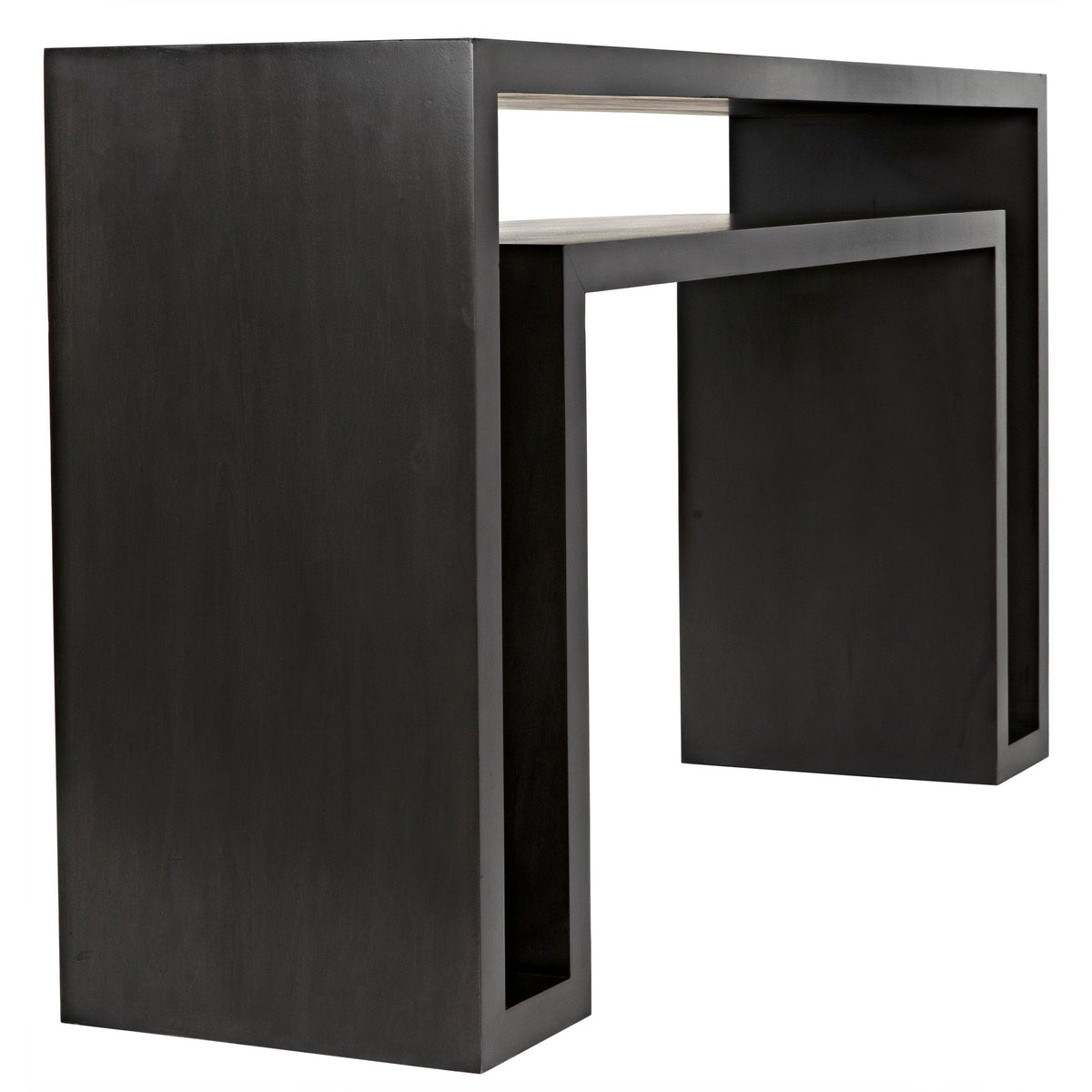 Contemporary pale black mahogany console table with a distinctive, handcrafted design.
