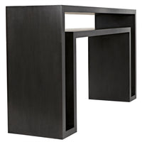 Contemporary pale black mahogany console table with a distinctive, handcrafted design.