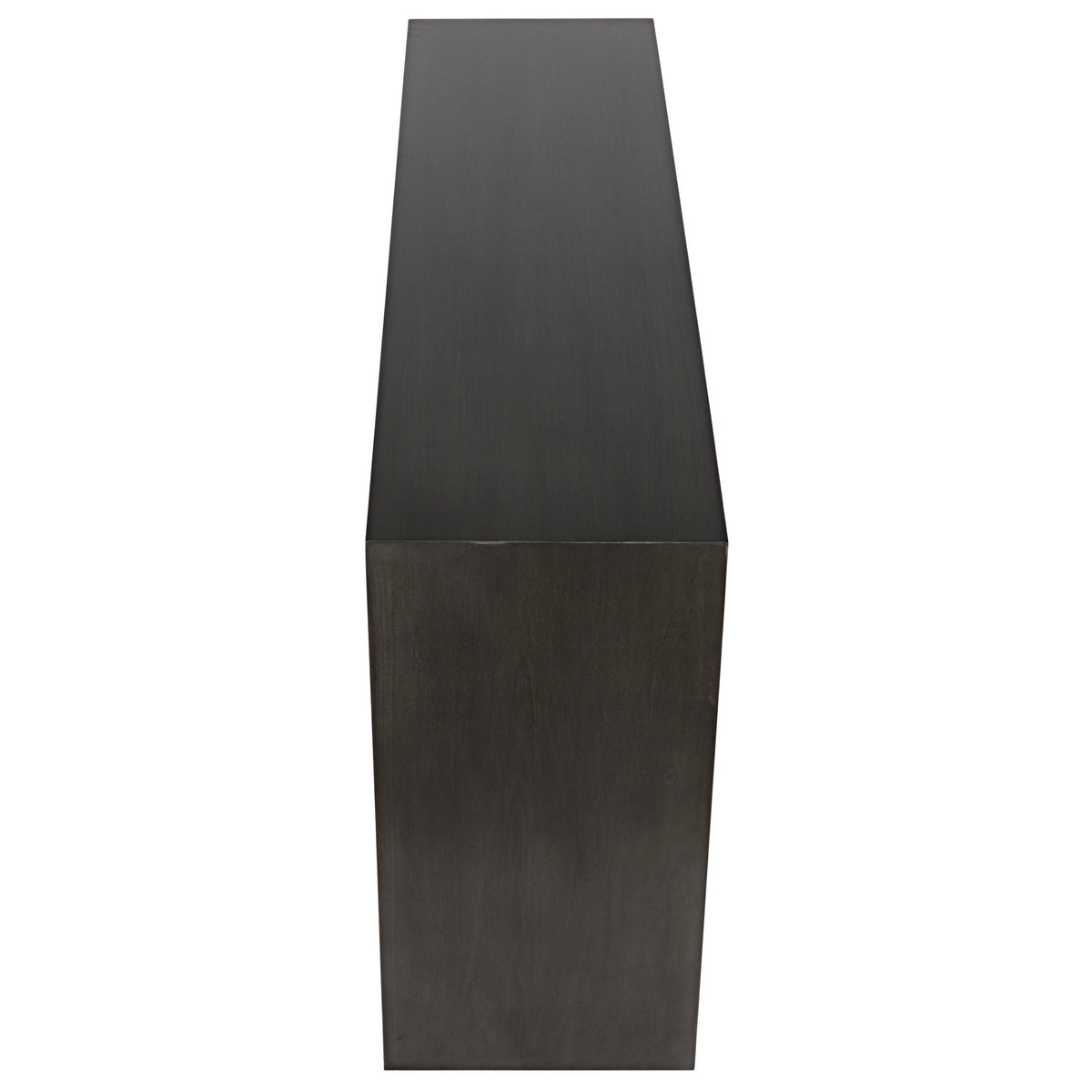 Contemporary pale black mahogany console table with a distinctive design and hand-applied finish.