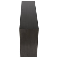 Contemporary pale black mahogany console table with a distinctive design and hand-applied finish.