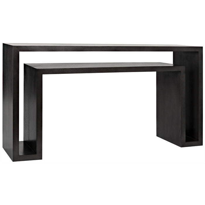 Contemporary Caine Pale Black Mahogany Console, handcrafted with a distinctive design and pale finish.