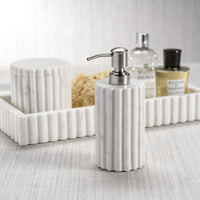 Calabria White Scalloped Marble Soap Dispenser - Dispenser Detail | Bone & Brass