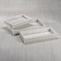 Calabria White Scalloped Vanity Marble Tray - Tray Side View | Bone & Brass