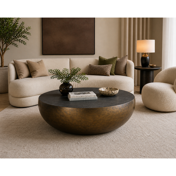 Cale Bronze Aluminum Indoor & Outdoor Coffee Table - Table Side View | Bone & Brass