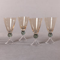 Cali Amber & Green Vintage Stemmed Glasses, Set of 4 - Glass Bowl Detail | Bone & Brass