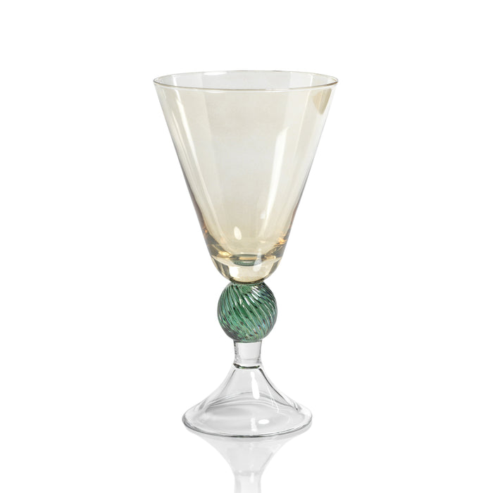 Cali Amber & Green Vintage Stemmed Glasses, Set of 4 | Bone & Brass