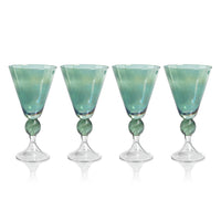 Cali Green Vintage Stemmed Glasses, Set of 4 - Glass Stem Detail | Bone & Brass