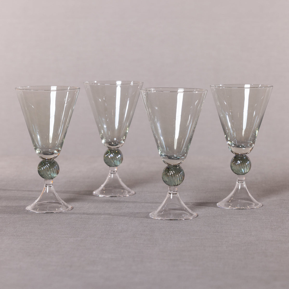 Cali Green Vintage Stemmed Glasses, Set of 4 - Glass Bowl Detail | Bone & Brass