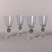 Cali Light-Blue & Green Vintage Stemmed Glasses, Set of 4 - Glass Bowl Detail | Bone & Brass