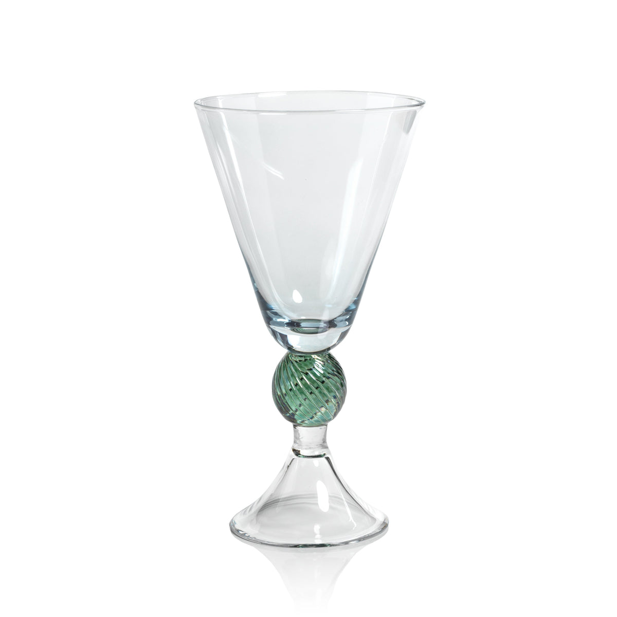 Cali Light-Blue & Green Vintage Stemmed Glasses, Set of 4 | Bone & Brass