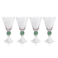 Cali Purple & Green Vintage Stemmed Glasses, Set of 4 - Glass Stem Detail | Bone & Brass