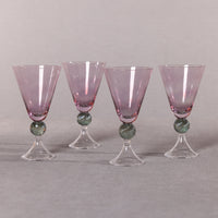Cali Purple & Green Vintage Stemmed Glasses, Set of 4 - Glass Bowl Detail | Bone & Brass