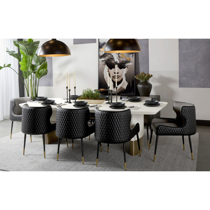 Calida Cream & Brushed Gold Dining Table - Table Side View | Bone & Brass