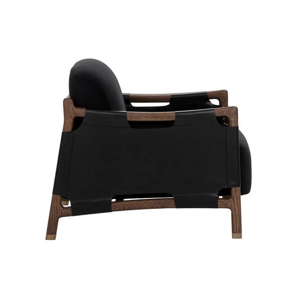 Calloway Onyx Leather & Antique Brown Lounge Chair - Chair Detail | Bone & Brass