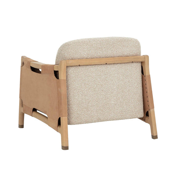 Calloway Oatmeal Lounge Chair, Tan Leather - Chair Detail | Bone & Brass